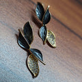 ECW LEAF DAINTY EARRING - Grey/Gold, Brass image