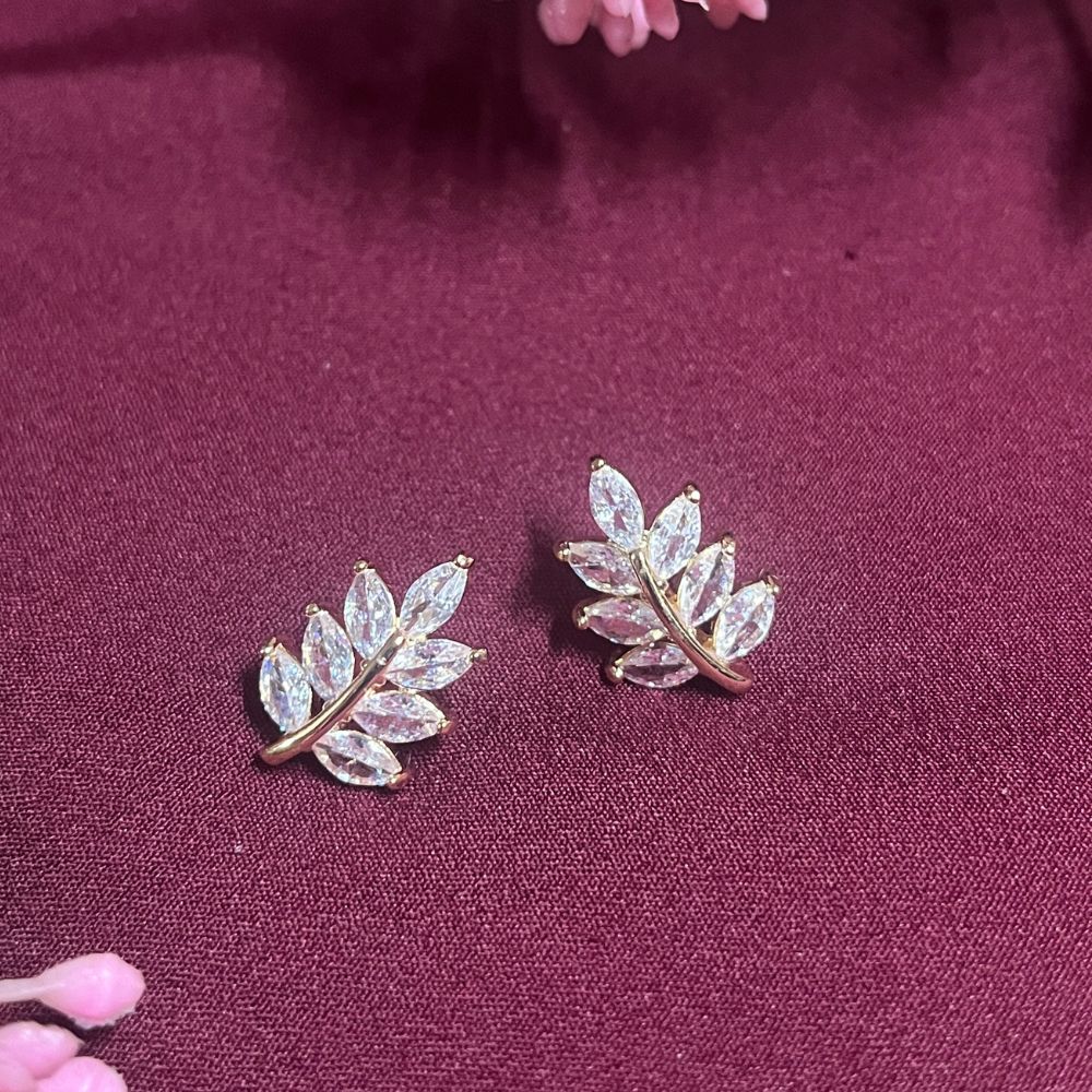 ECW  CRYSTAL LEAF  DAINTY EARRING image 2