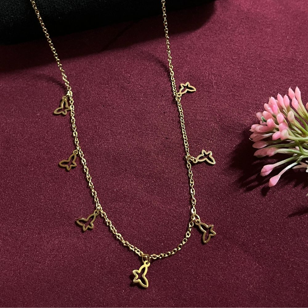 ECW MULTI BUTTERFLY DELICATE NECKLACE image 0