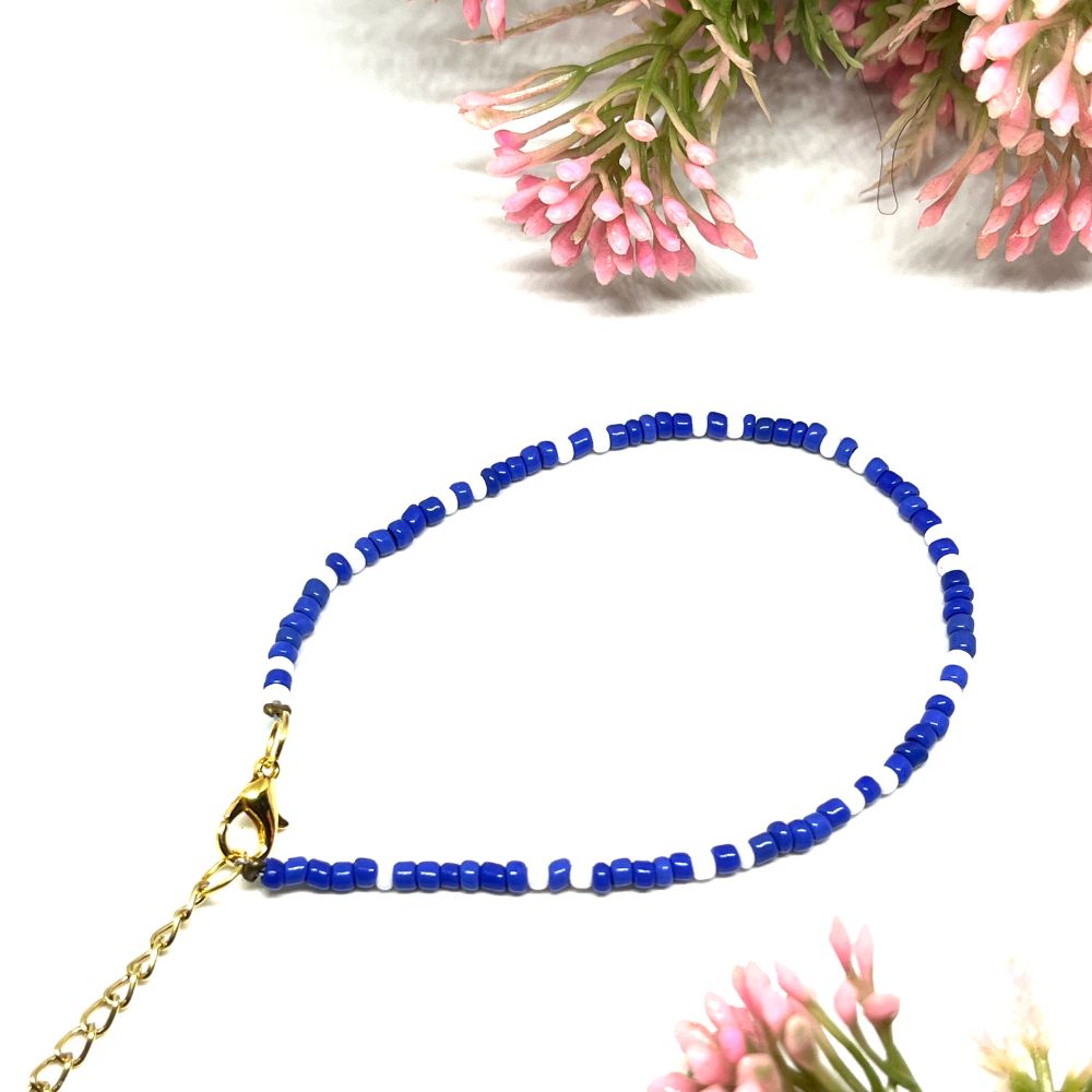 ECW ALEXIS ADJUSTABLE ANKLET - Blue, Beads image