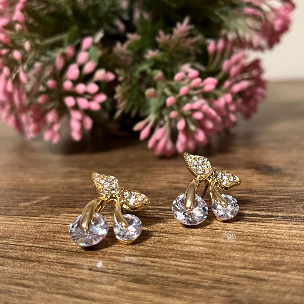 ECW CRYSTAL CHERRY DAINTY EARRING image 1
