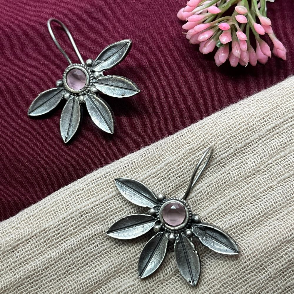 ECE PHOOL EARRING - Silver/Peach, Brass image