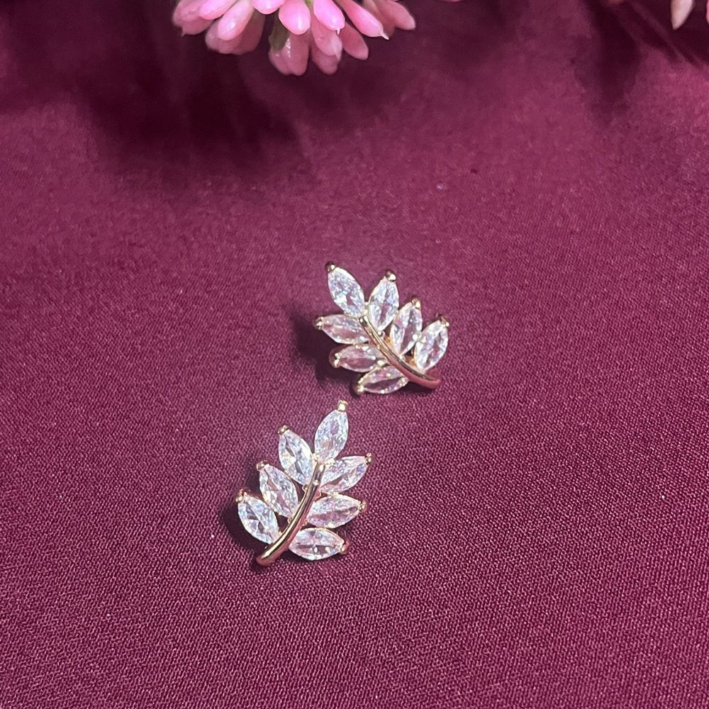 ECW  CRYSTAL LEAF  DAINTY EARRING image 0