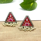 ECE RANGNA EARRING - Red, Brass image