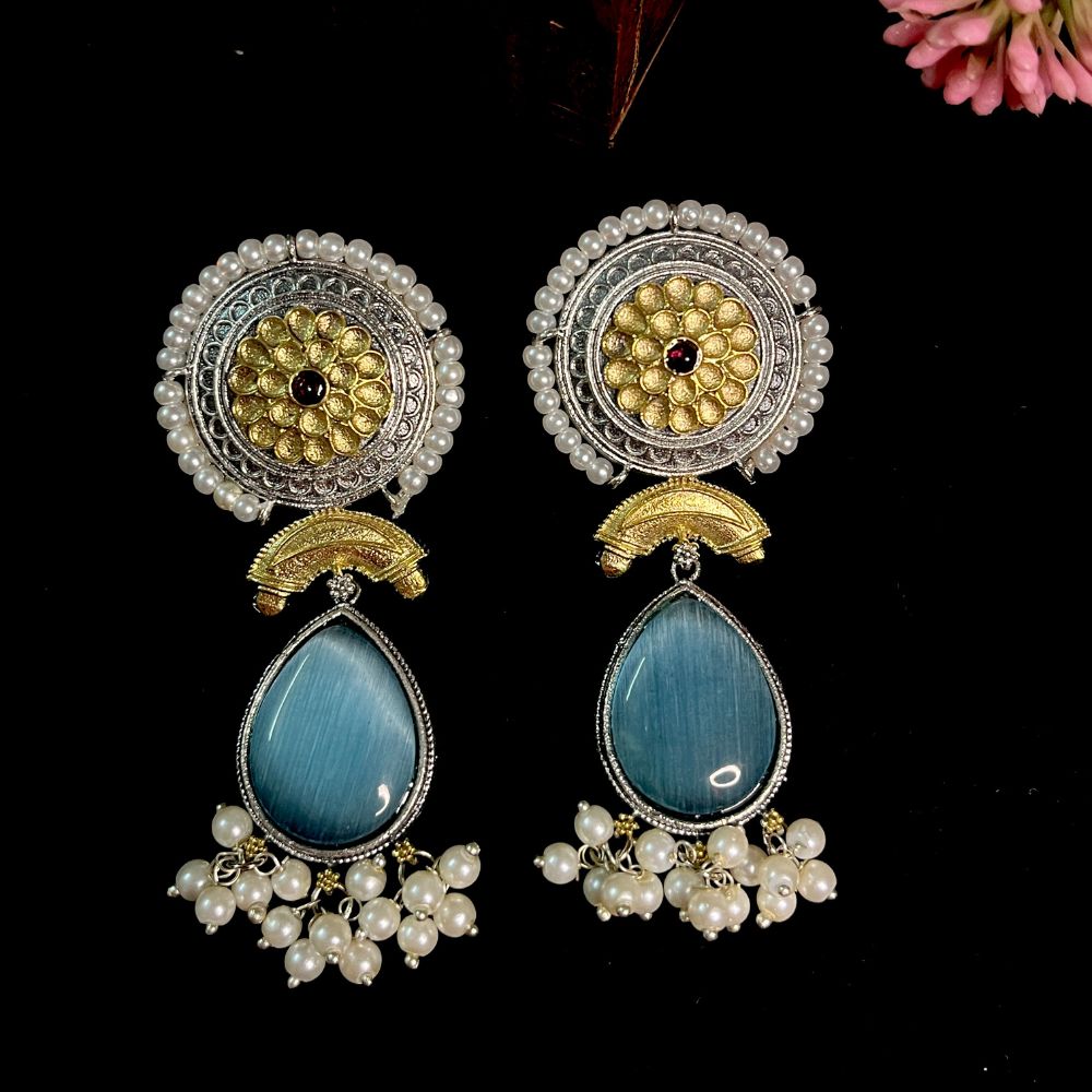 ECE VYOM EARRING - Light Blue, Brass image