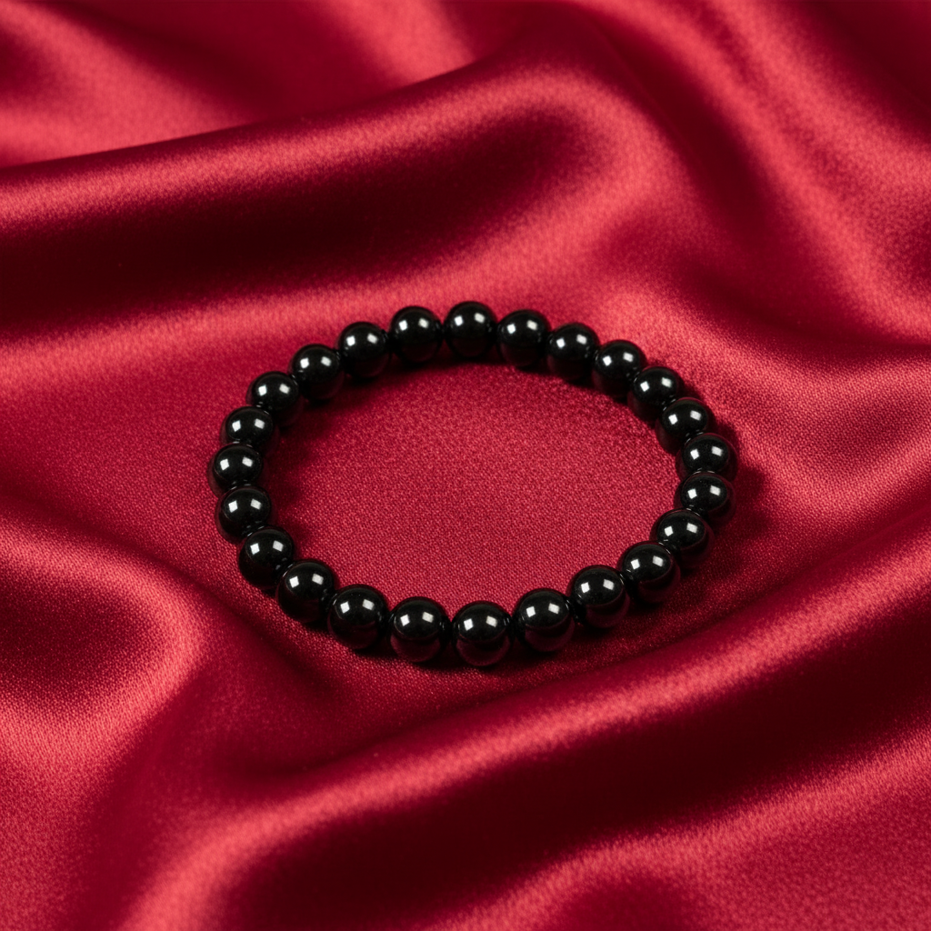 ECM BLACK BEADS MEN'S ADJUSTABLE BRACELET