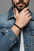 ECM BLACK BEADS MEN'S ADJUSTABLE BRACELET