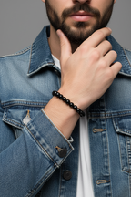 ECM BLACK BEADS MEN'S ADJUSTABLE BRACELET
