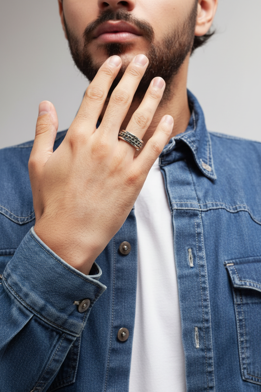 ECM SILVER CHAIN MEN'S RING