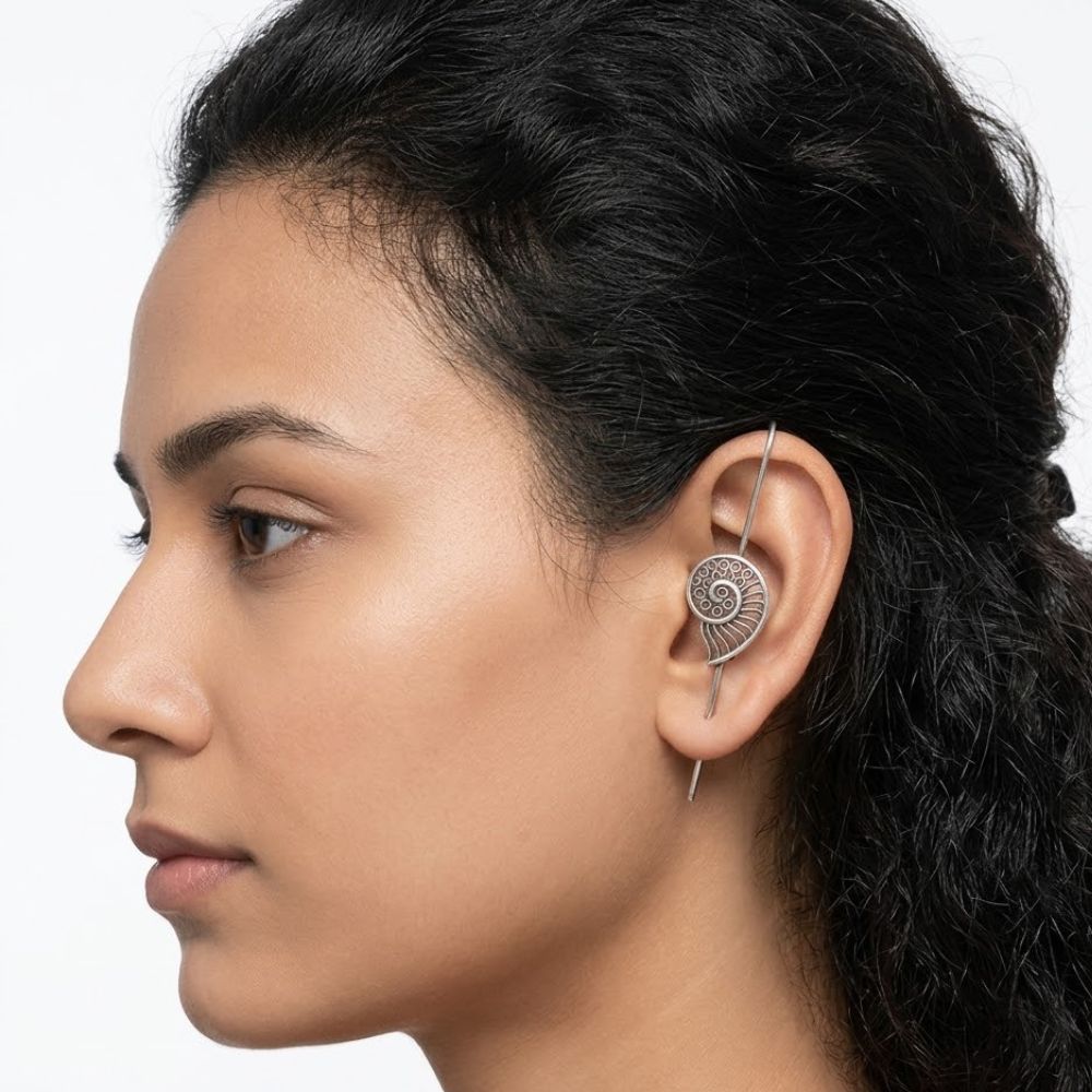 ECE SWIRL NEEDLE EARCUFF EARRINGS
