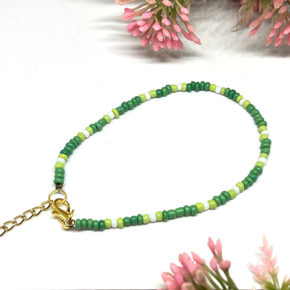 ECW ALEXIS ADJUSTABLE ANKLET - Green, Beads image