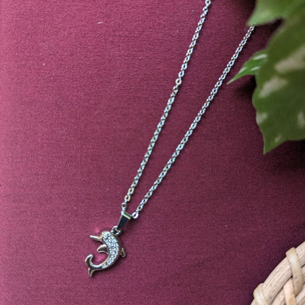 ECW DOLPHIN DELICATE NECKLACE - Silver, Metal image