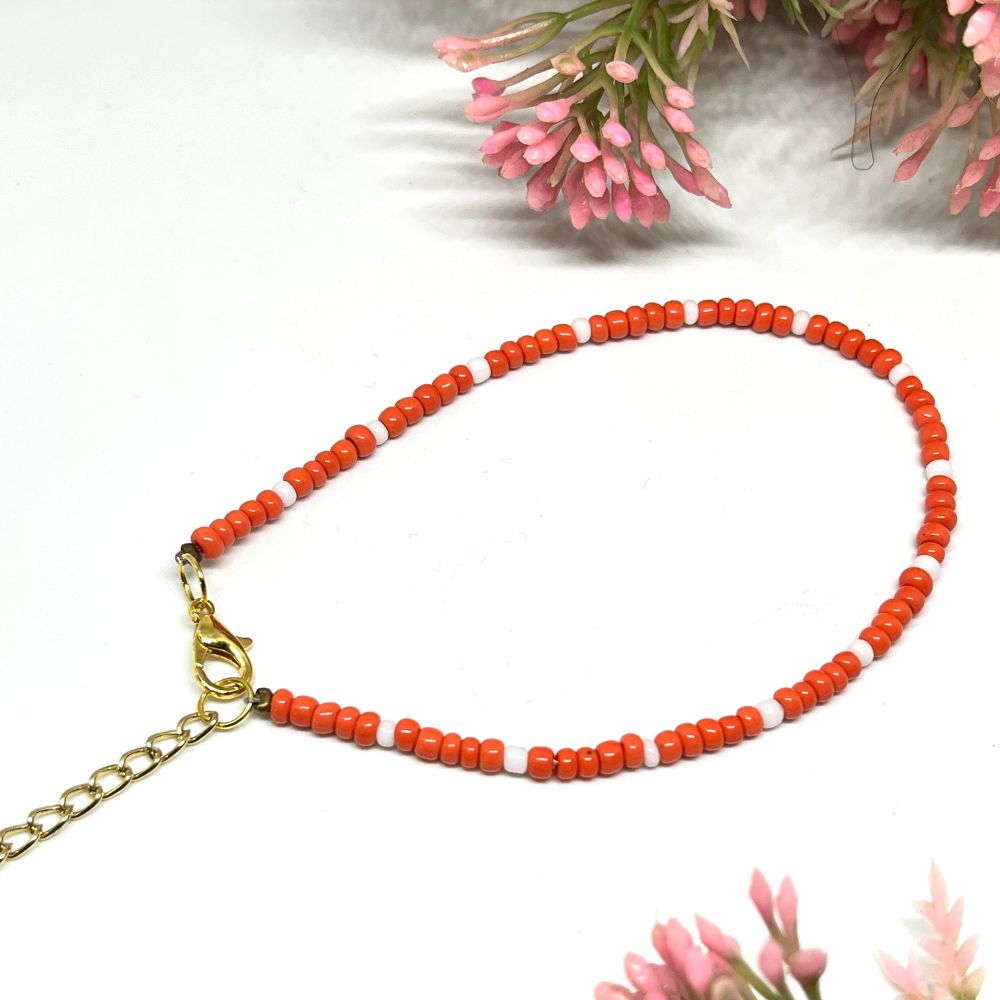 ECW ALEXIS ADJUSTABLE ANKLET - Orange, Beads image