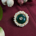 ECE SWATHI ADJUSTABLE RING - Dark Green, Brass image