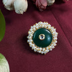 ECE SWATHI ADJUSTABLE RING - Dark Green, Brass image