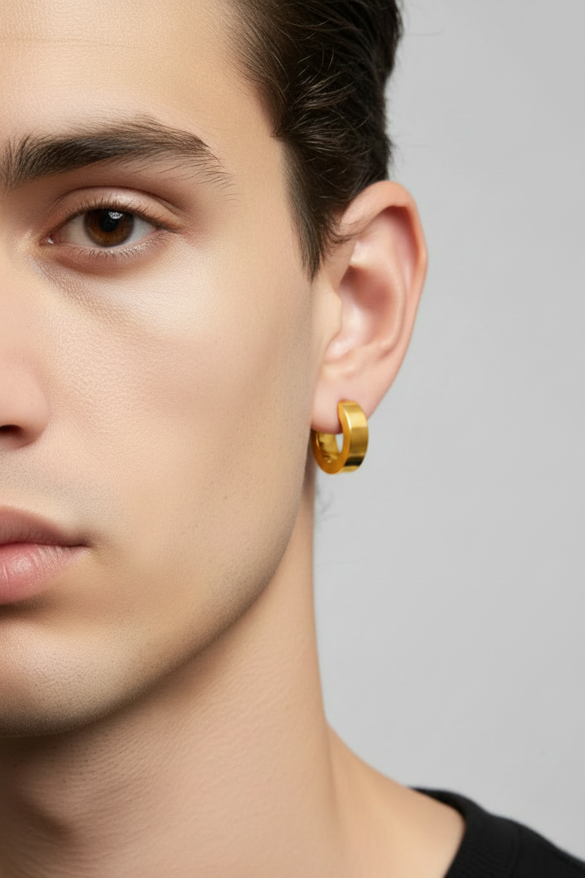 ECM GOLD CLIP ON MEN'S EARRING