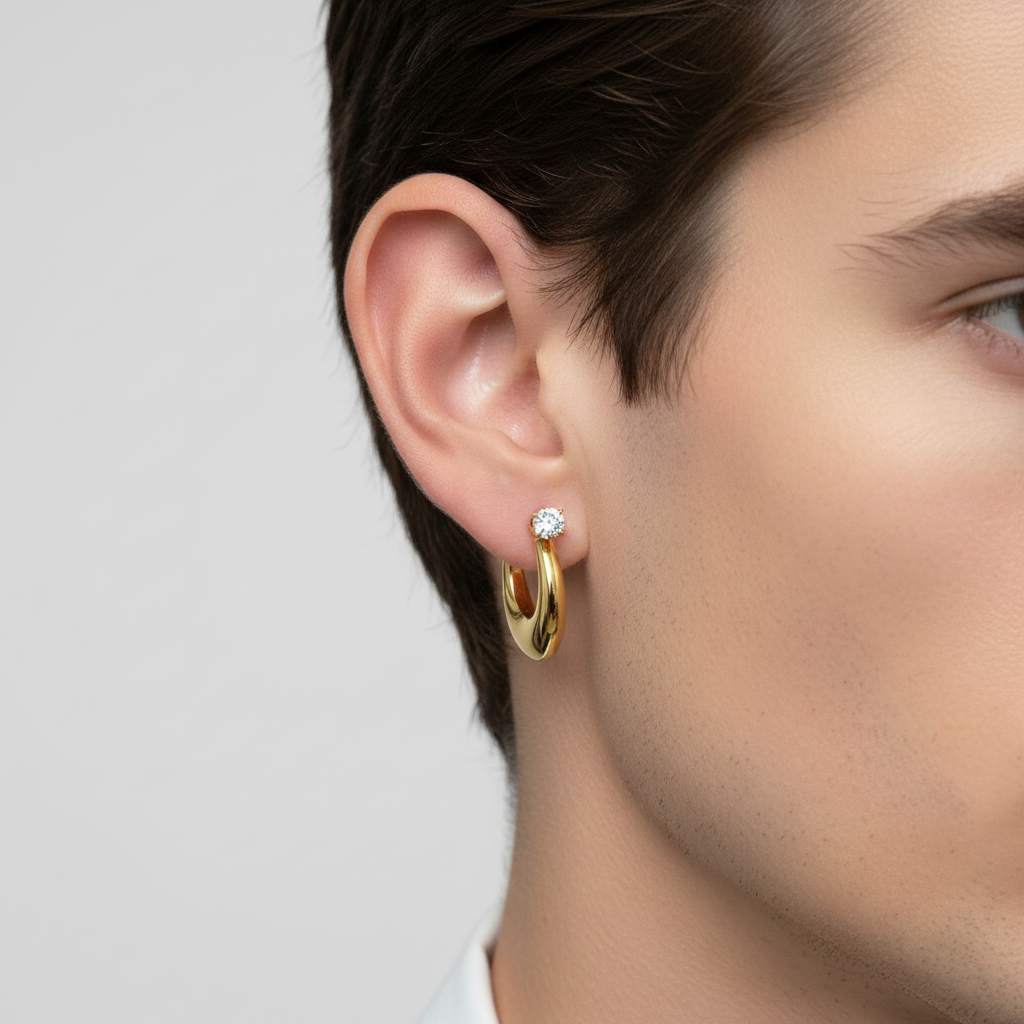 ECM GOLD HOOP MEN'S EARRING
