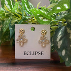 ECW DUAL STONE FLOWER STATEMENT EARRING image 1